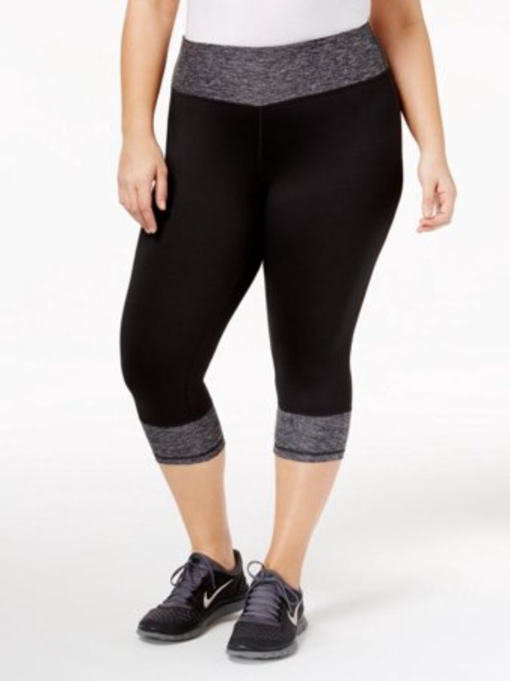 Ideology Womens Plus Size Colorblocked Crop Leggings